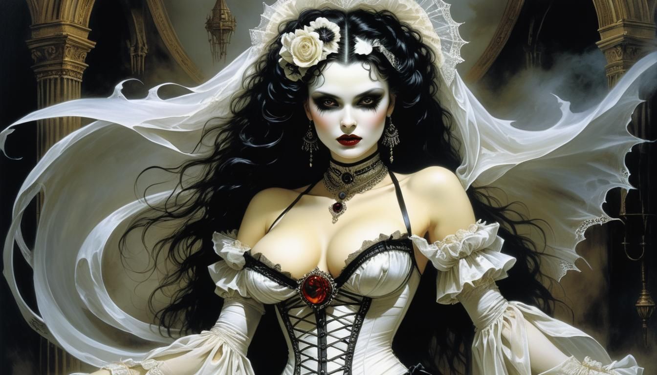 Voluminous Victorian Vampire Queen in Dark Romantic Style