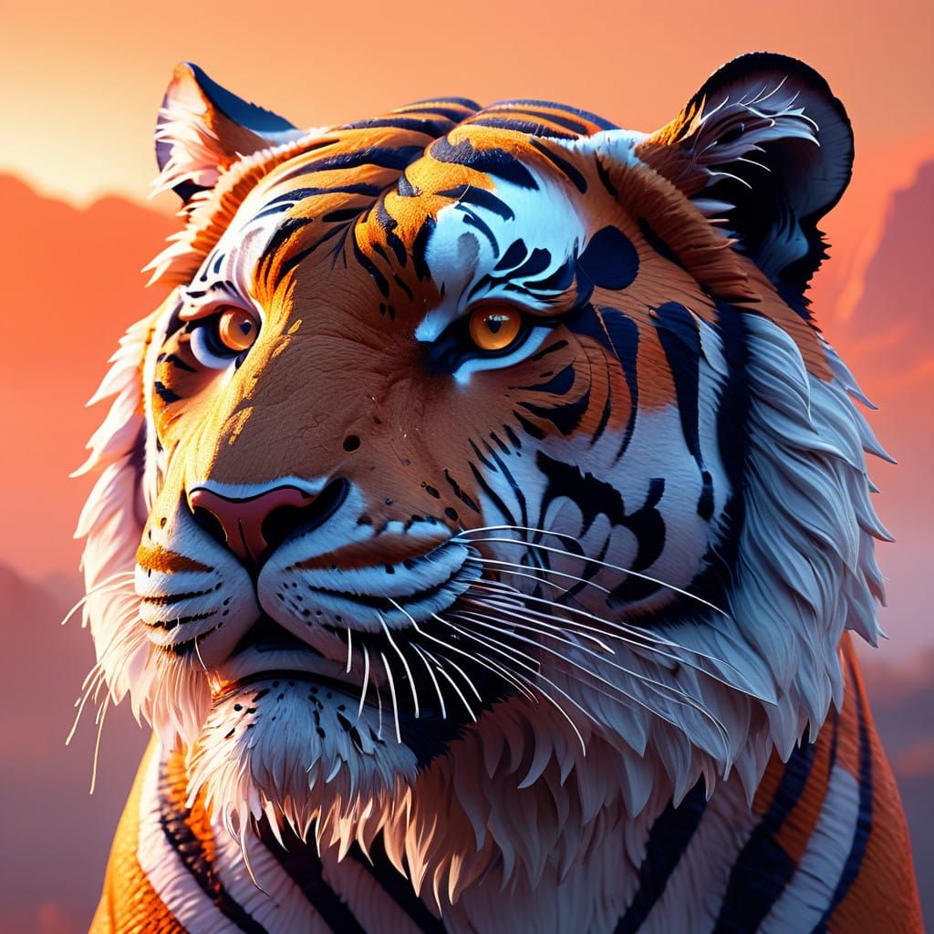 Ethereal Tiger Formed from Swirling Smoke in Hyper-Realistic...