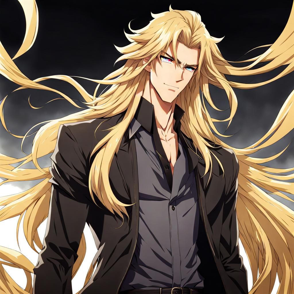 Anime Lion Man with Long Blond Hair