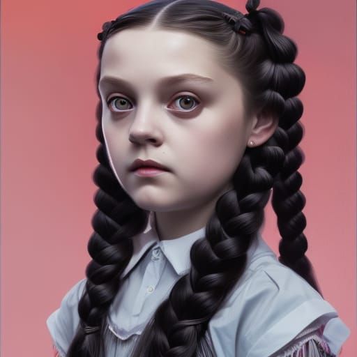 Wednesday Addams Portrait in Art Nouveau Style