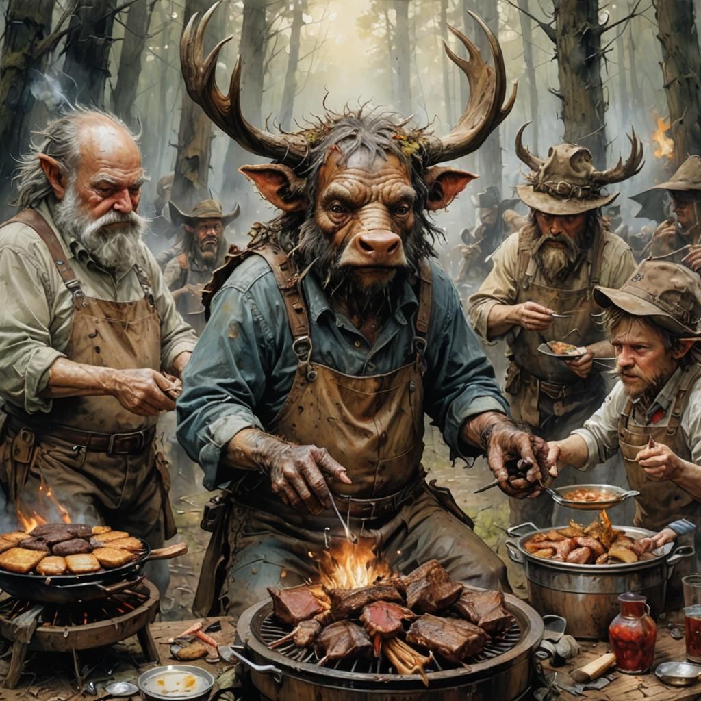 Backwoods BBQ Fantasy Art Masterpiece