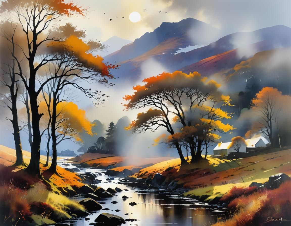 Scottish Autumn Landscape Shines After Rain