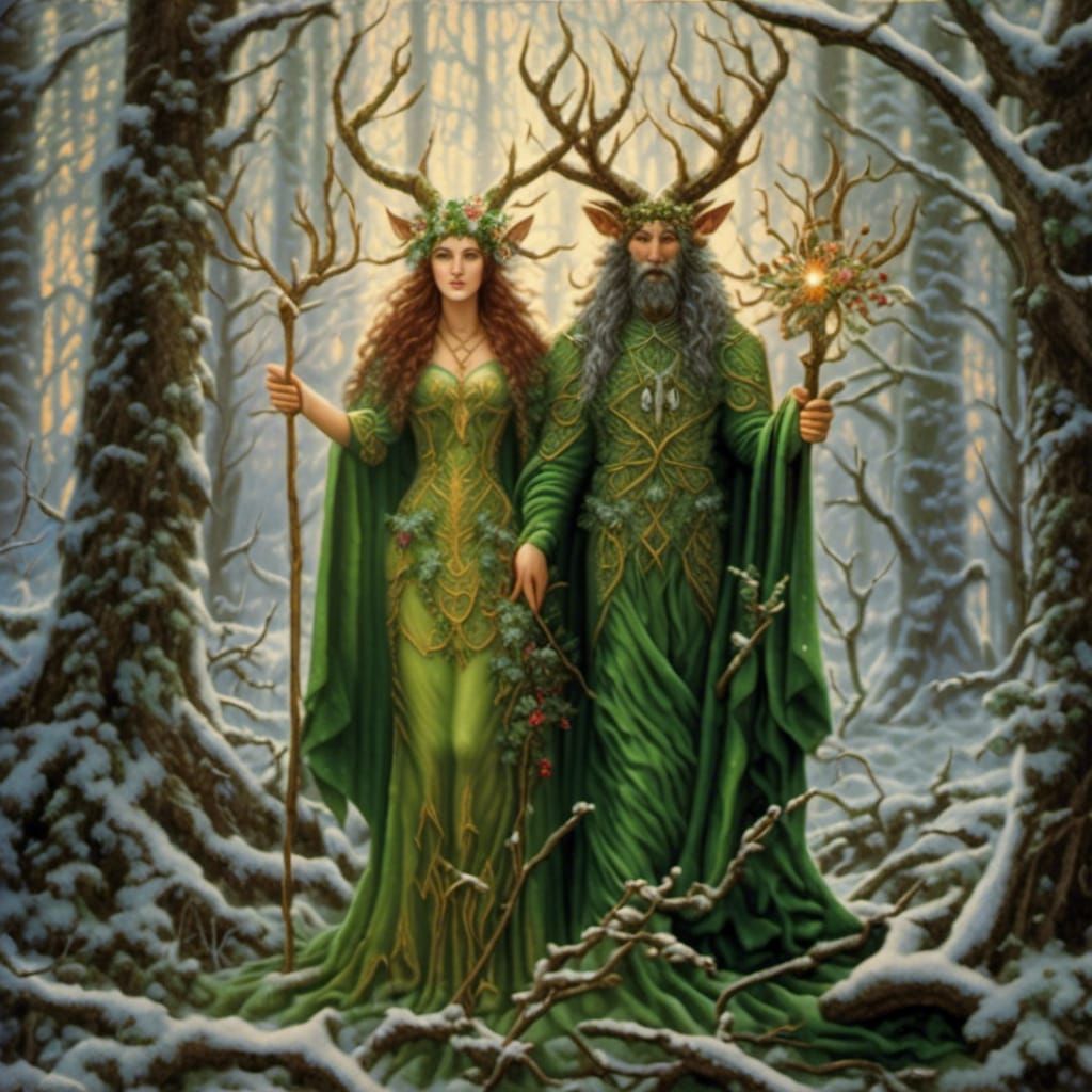 Horned God Cernunnos and Goddess Brigid, Blessed Imbolc