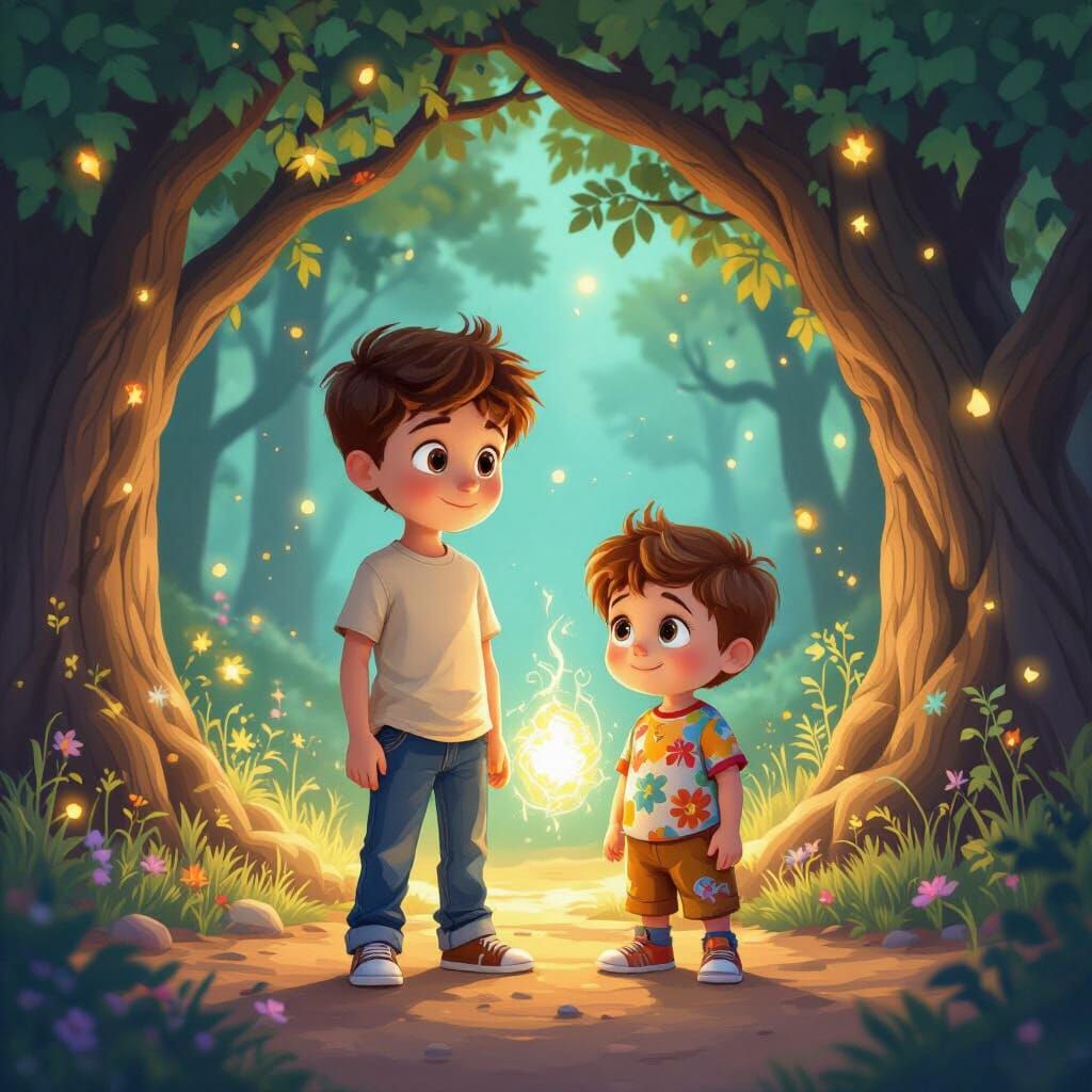 Brothers Discover a Magical Portal: Disney-Pixar Style