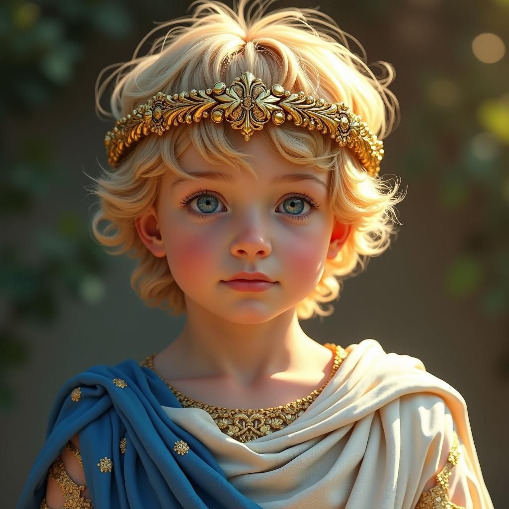Classical Greek Child King Portrait in Neoclassical Style