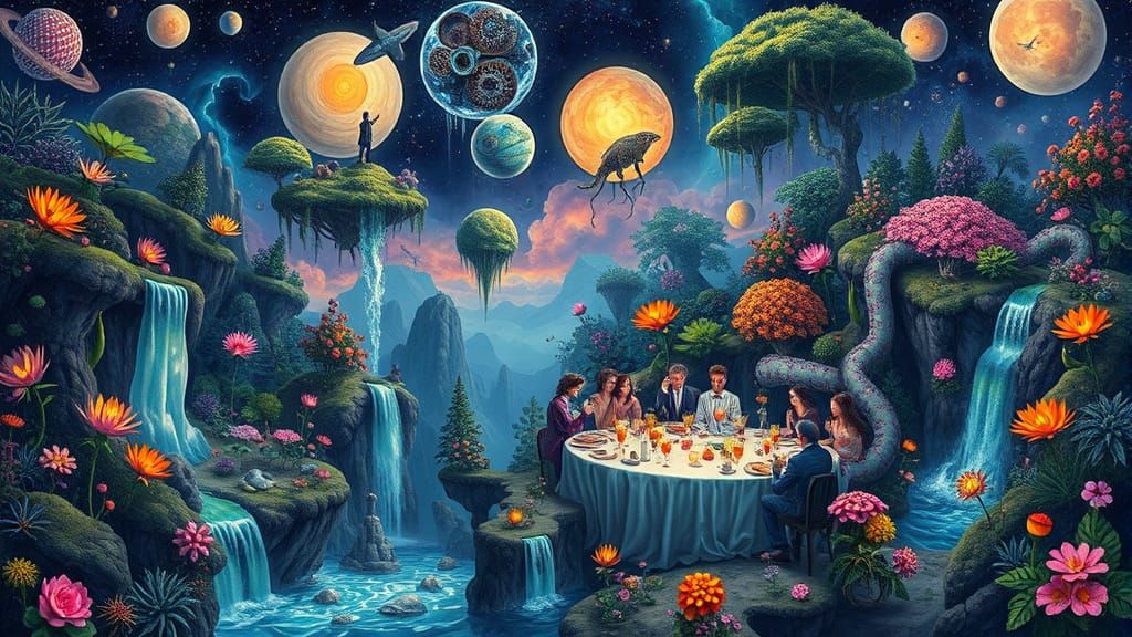 Bioluminescent Garden Party on Alien Planet