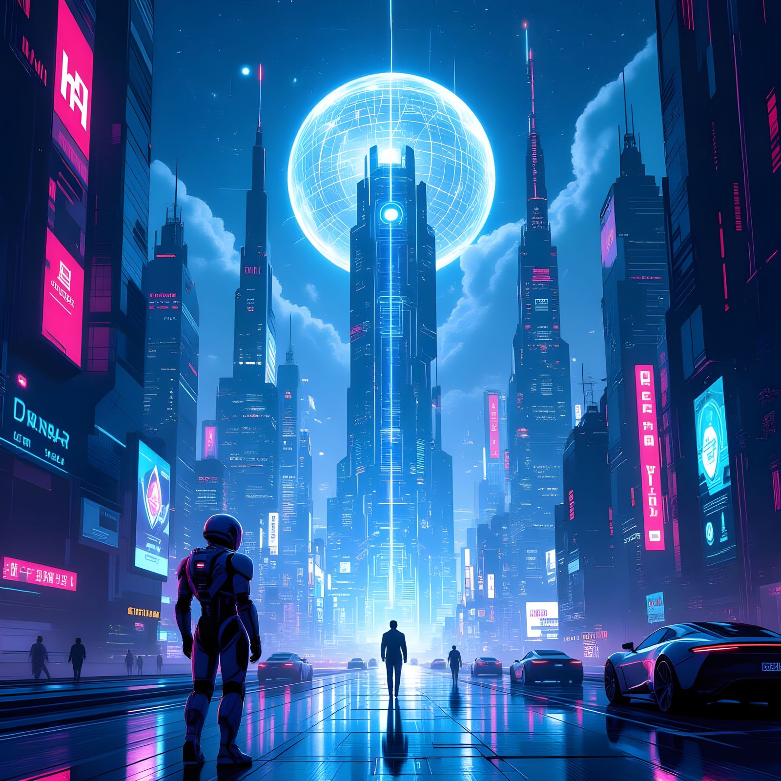 AI World: Open Mind in Cyberpunk Style