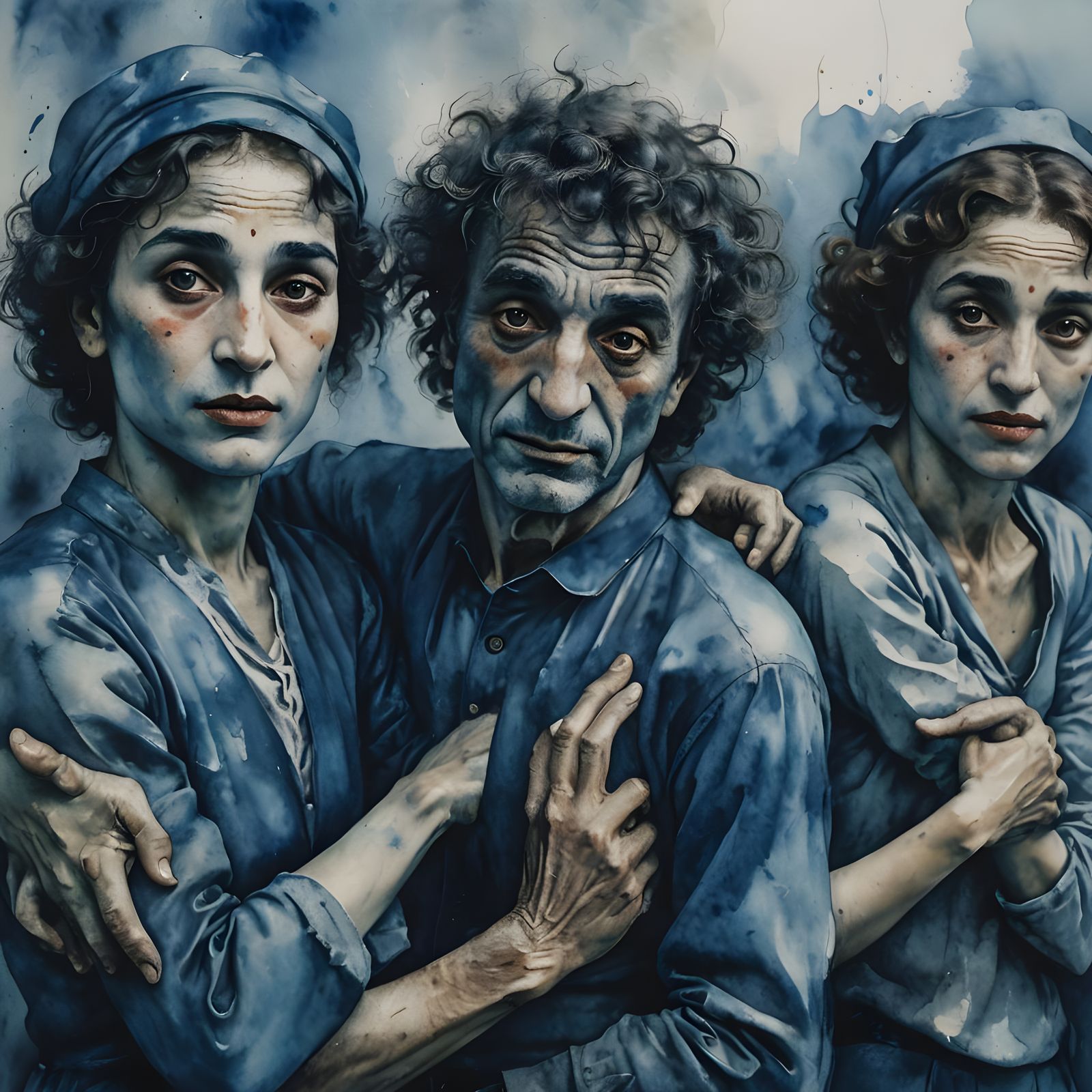 Chagall-esque Watercolor of Blues Dancers