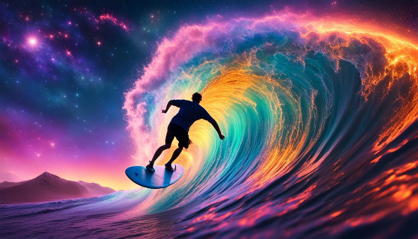 Cosmic Surfer Rides a Glowing Wave in Space