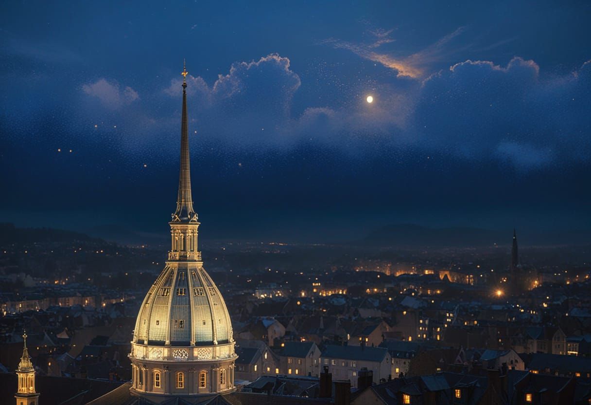 Turin Cityscape at Dusk, Fairy in Flight
