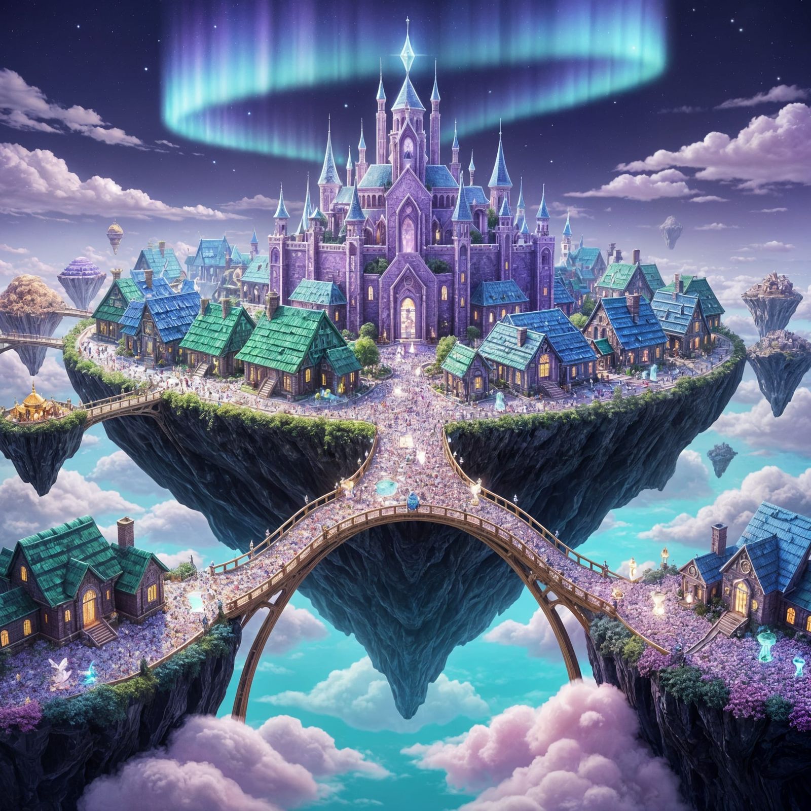 Fantasy Gemstone Cityscape on Floating Island