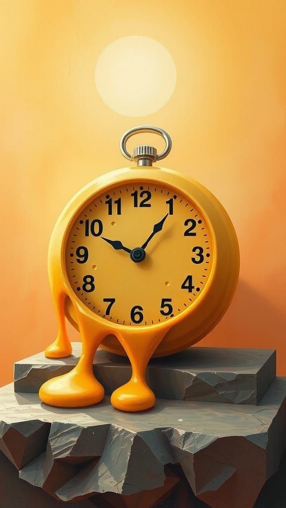 Melting Cheese Clock in Resin Cast Futurism