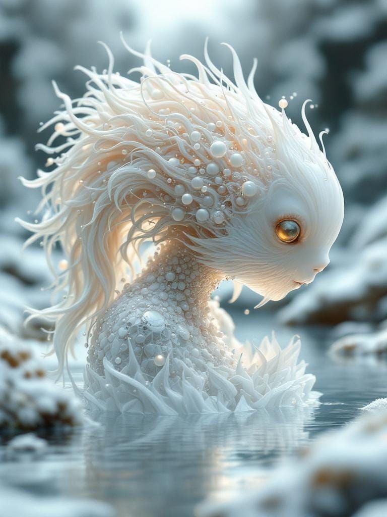 Surreal White Fractal Shell Creature Landscape
