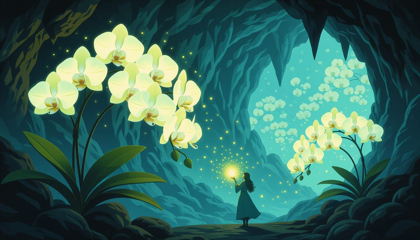 Glowing Orchids Paint Dream Murals in Magical Caves
