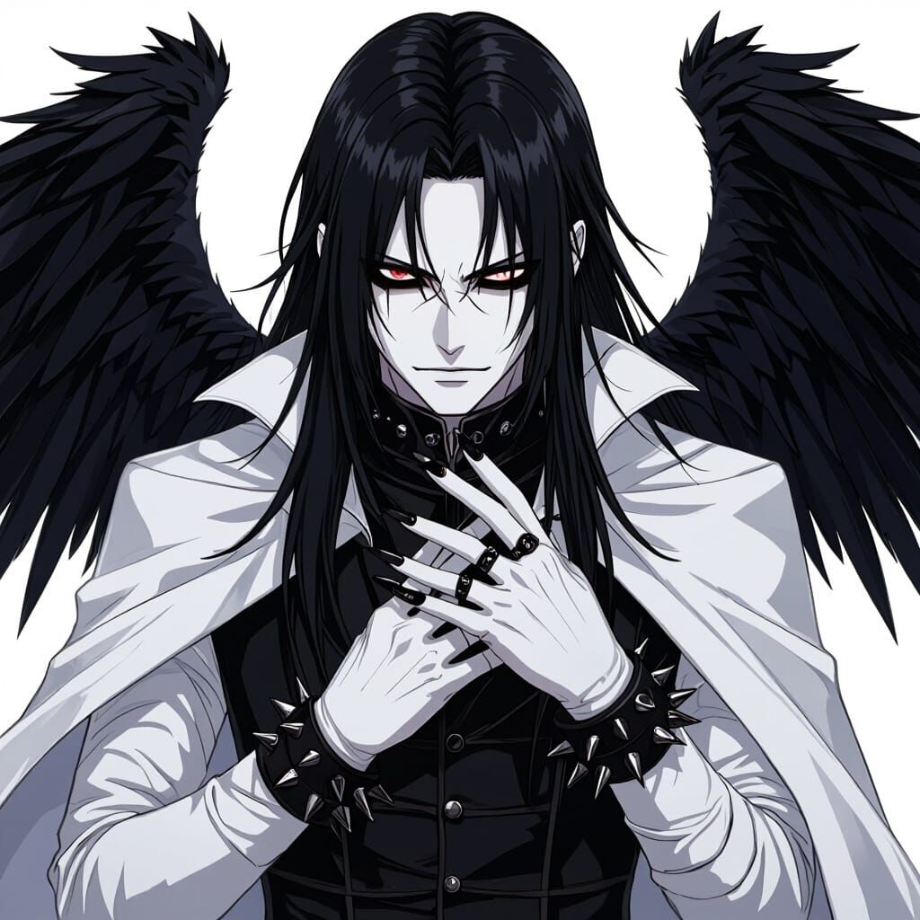 Anime Figure with Six Wings and Mask