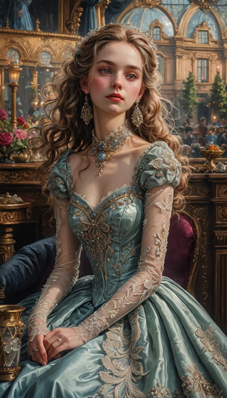 Victorian Woman in Gown, Fantasy Art Style