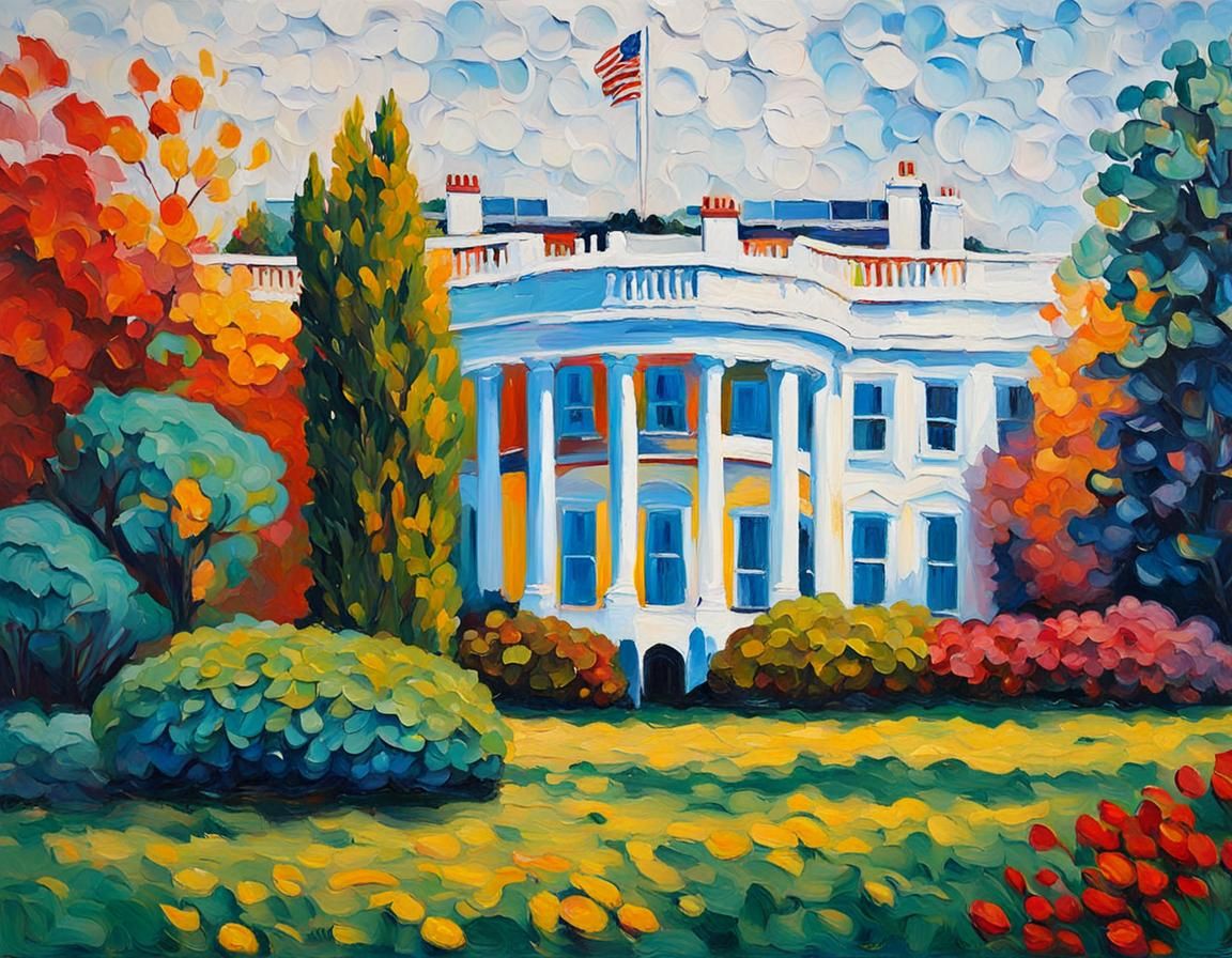 White House in Expressionist Neo-Impressionism Style