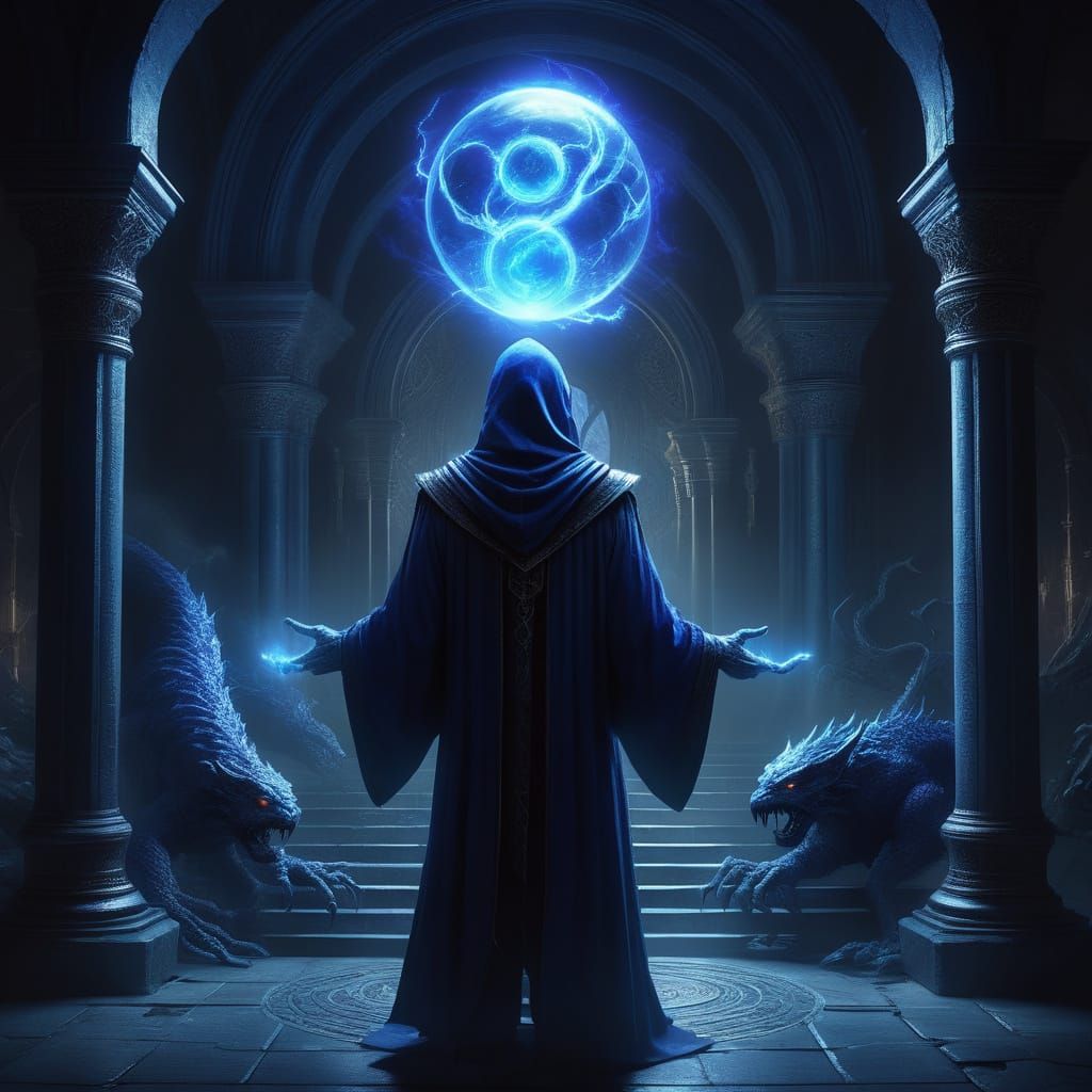 Ancient Mage Conjures Monster Hologram in Digital Matte Pain...