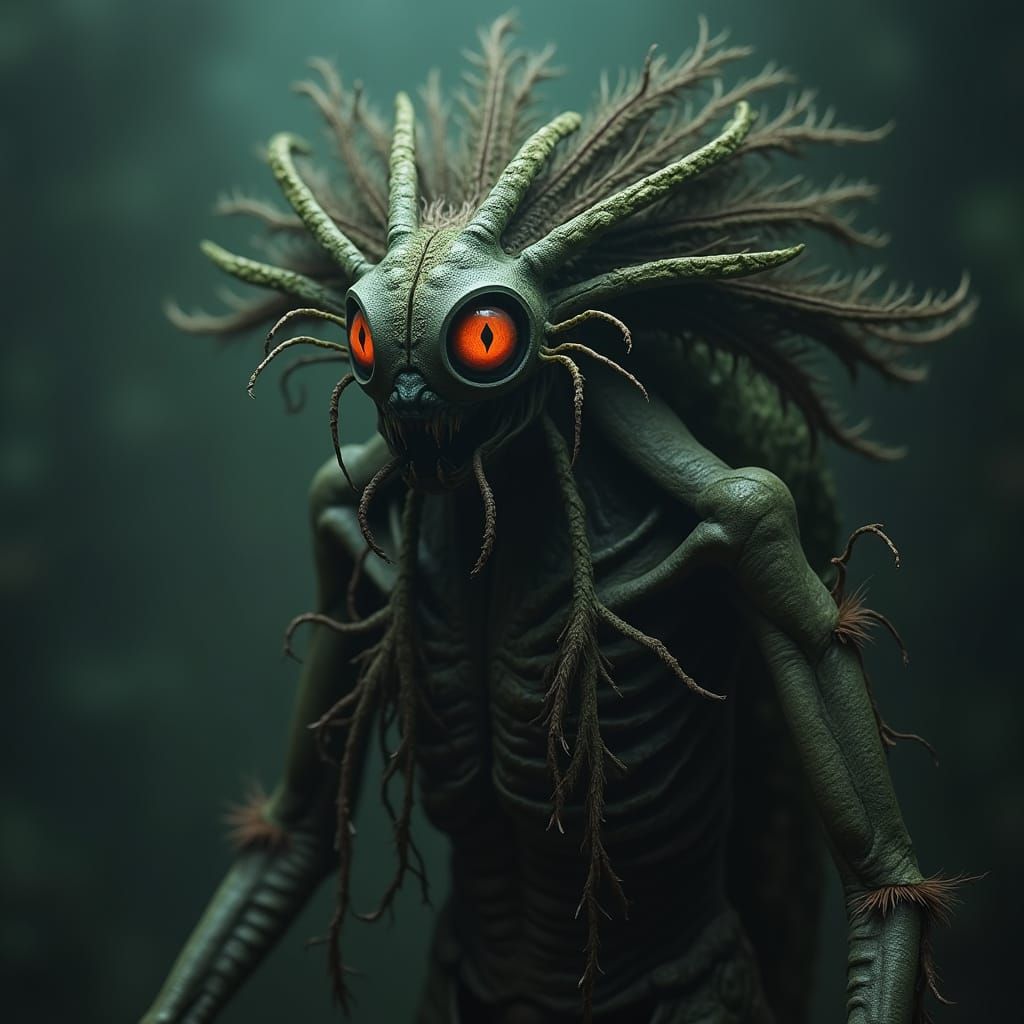 Half Alien, Half Plant, Half Insect Hybrid in Haunting Portr...