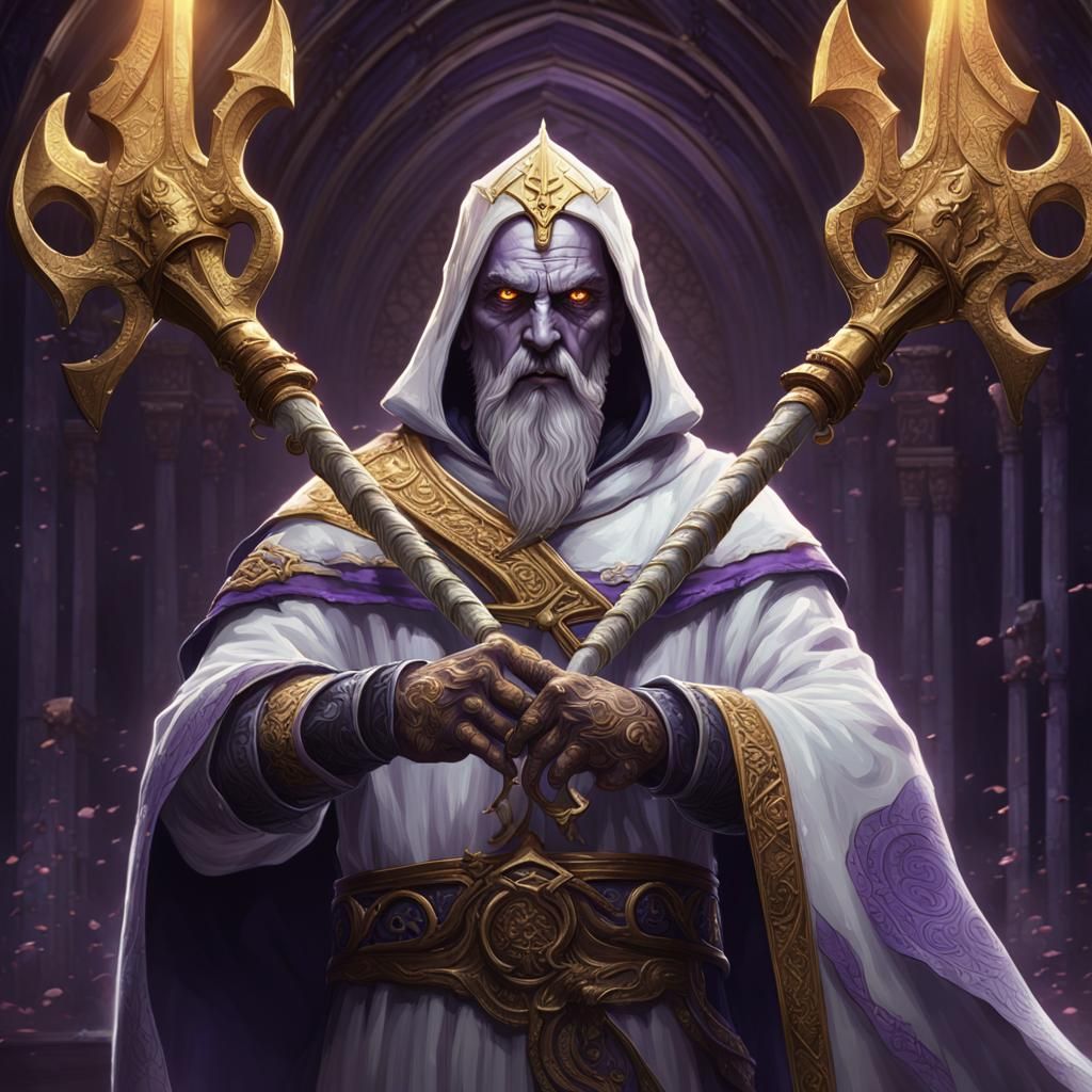 Cleric with Trident: Dark Fantasy Concept Art