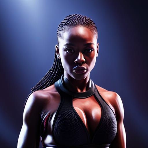 Futuristic Wrestling Champion: Hyperrealistic Splash Art