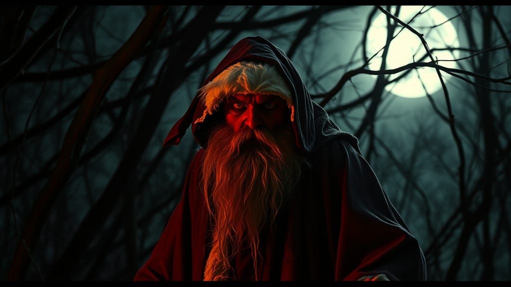 Spooky Santa Emerges from Haunted Forest