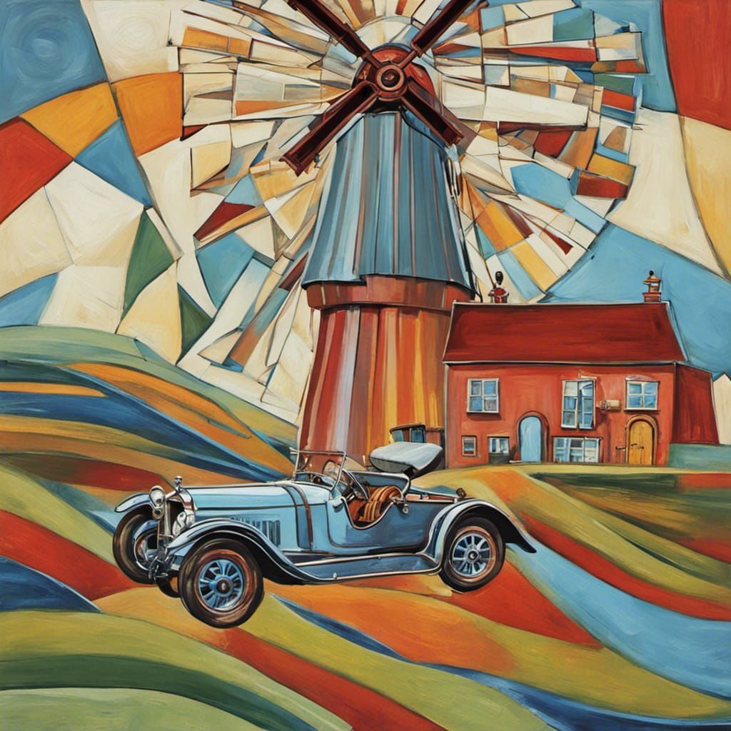 Chitty Chitty Bang Bang Car Flies Past Windmill