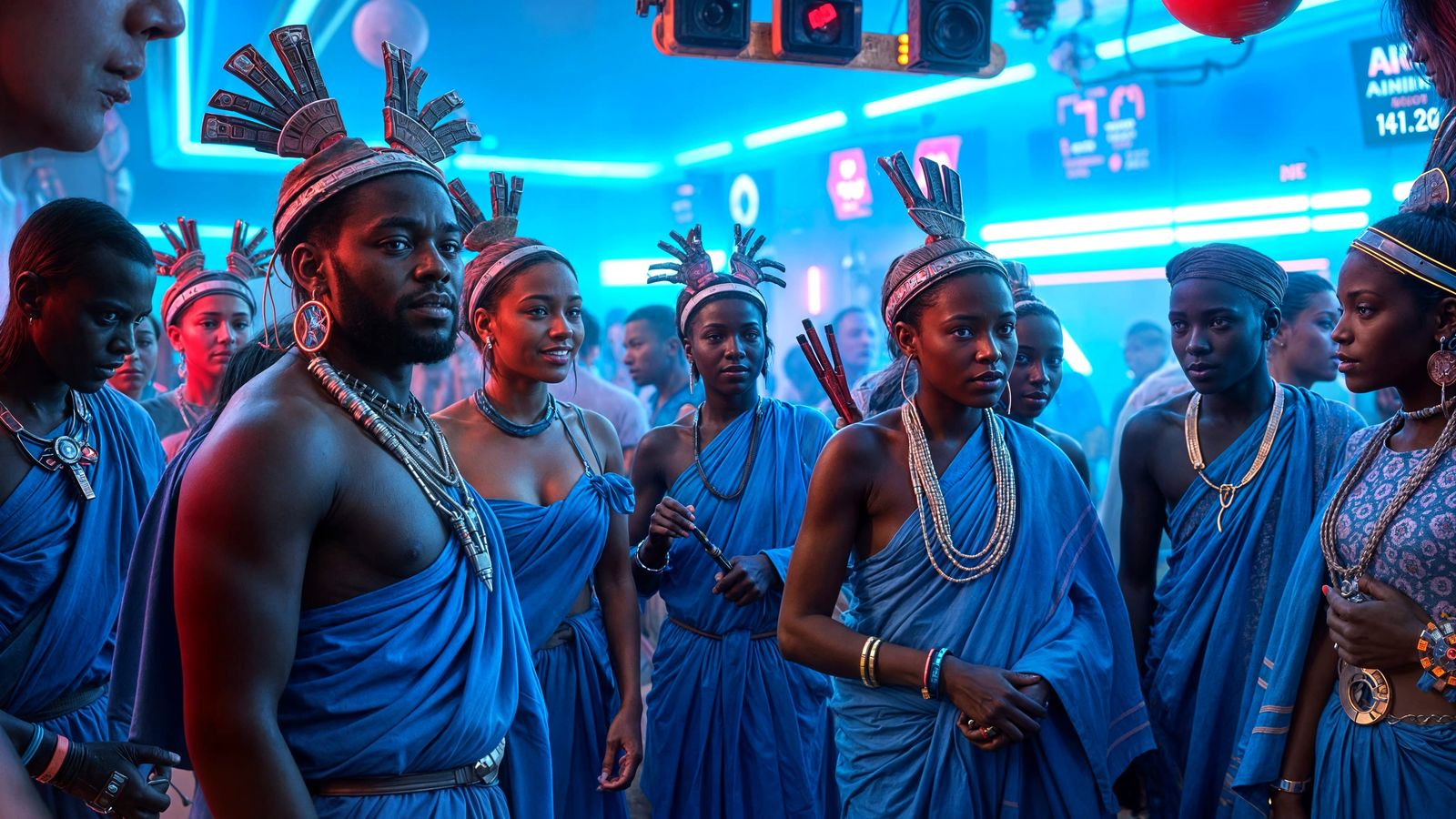 Matte Blue Cyberpunk Party in Tribal Village