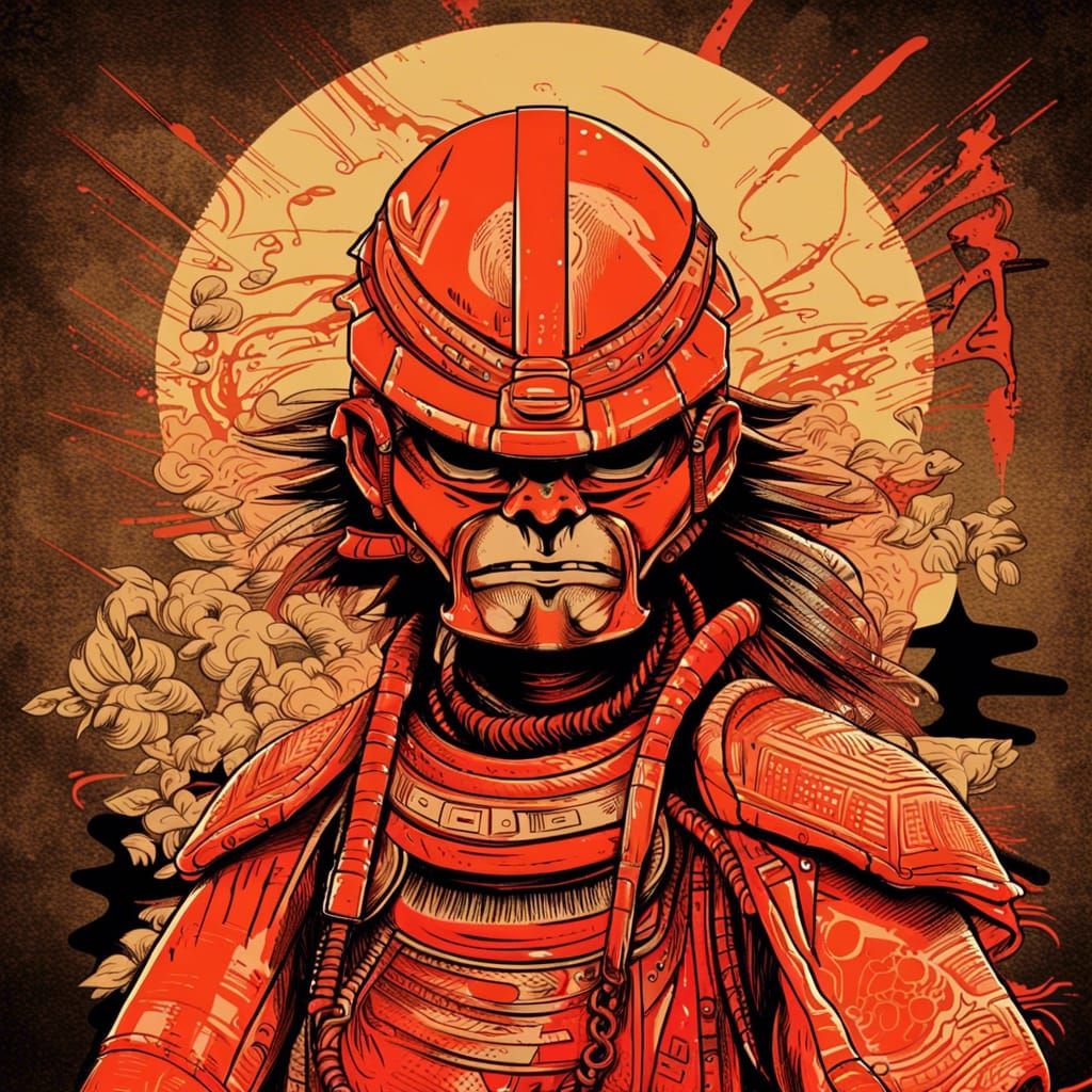 Ancient Alien Samurai Pop Art Illustration