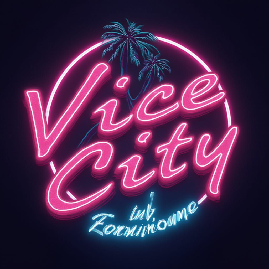 Neon Retro Futuristic Logo in Pixel Art Style