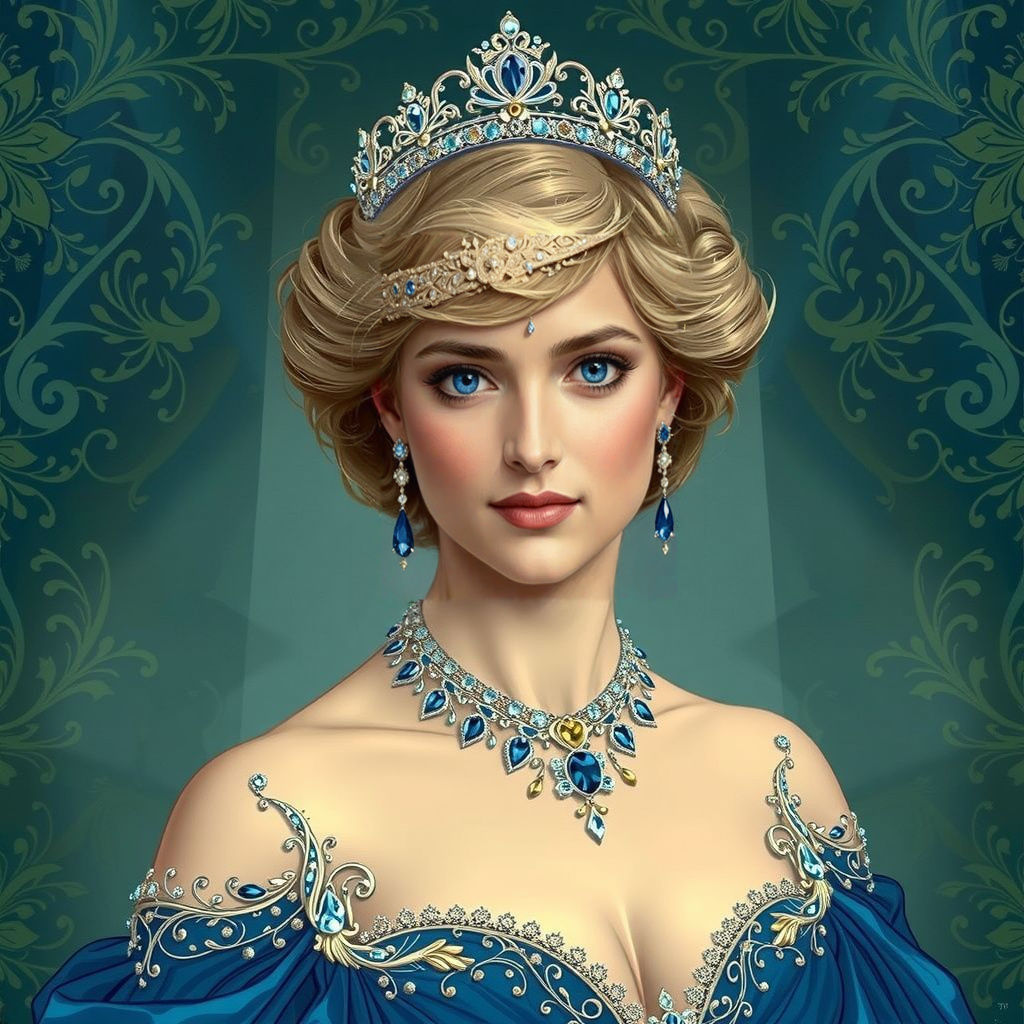Royal Princess in Ethereal Blue Gown and Jewels