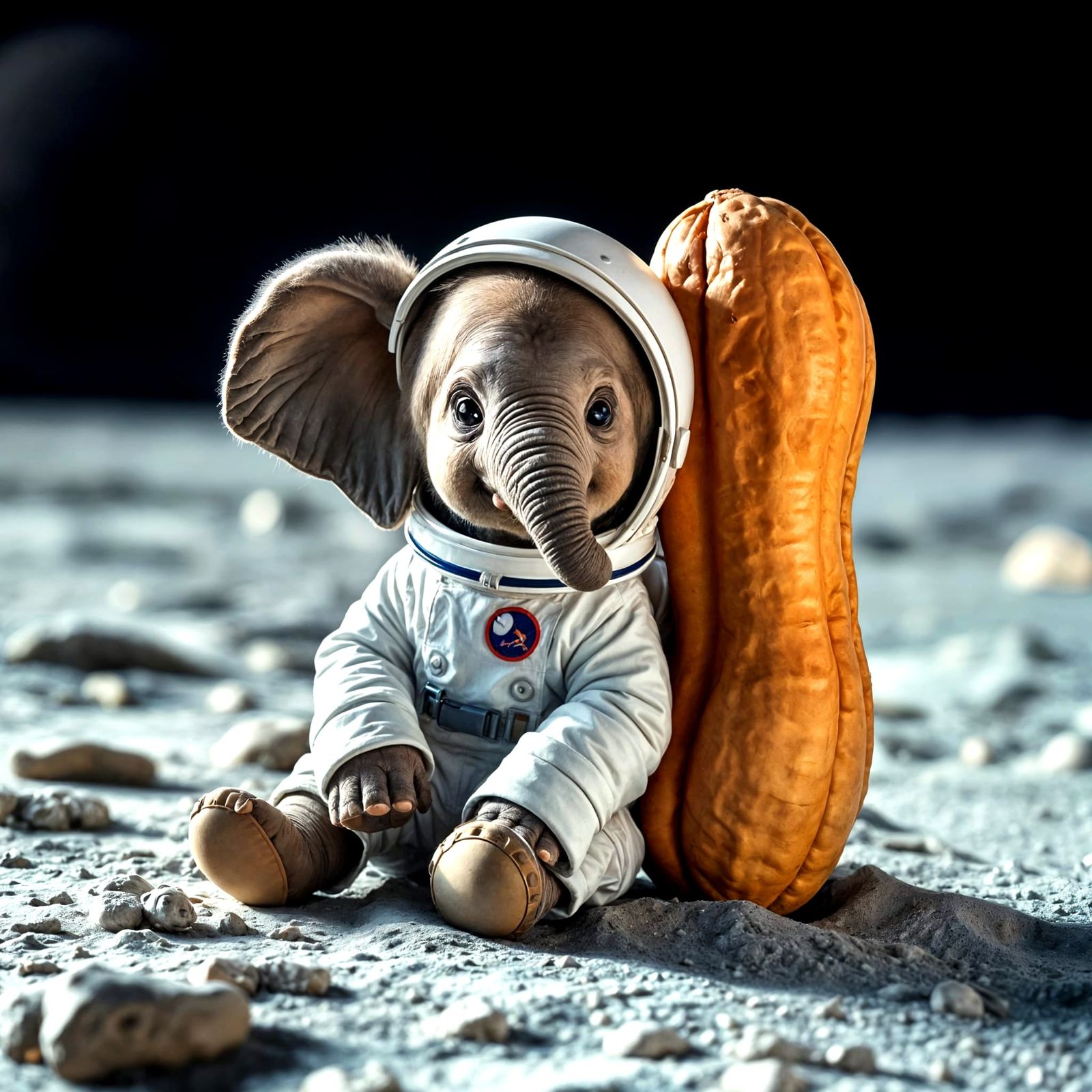 Astronaut Elephant on Lunar Peanut