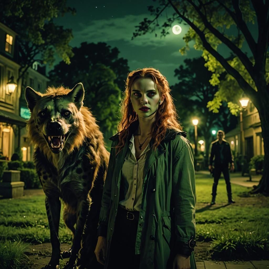 Gangrel Vampire Girl with Hyena Ghoul in Park