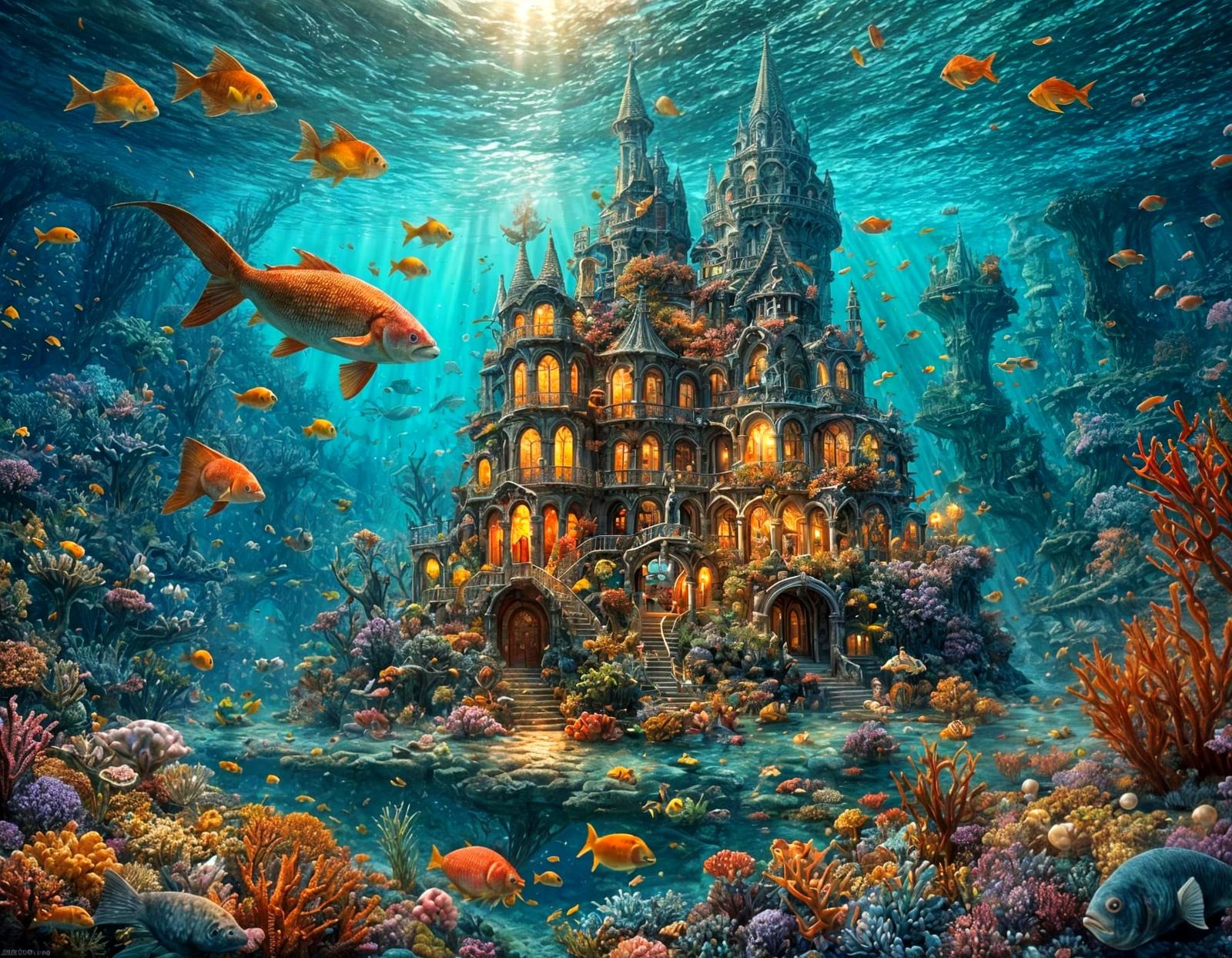 Underwater Metropolis in Vibrant Coral