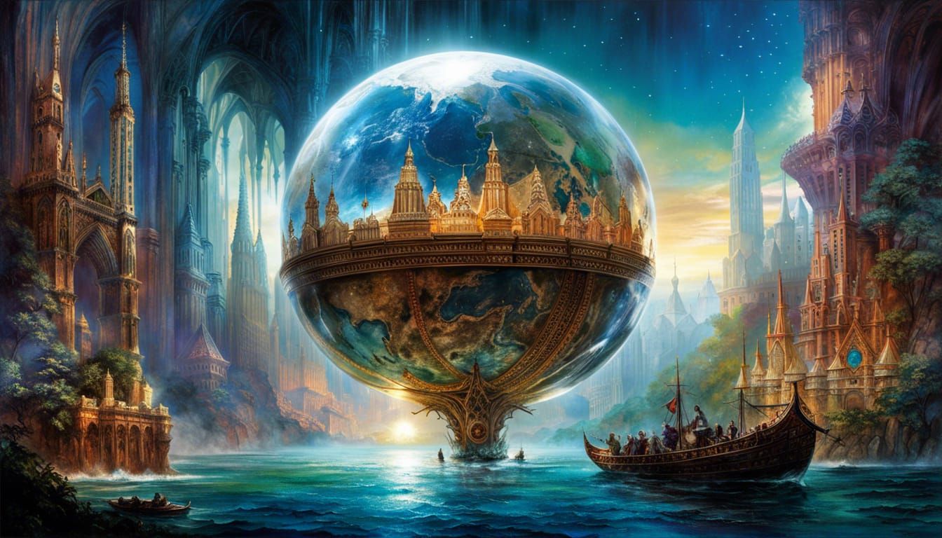 Crystal Globe Above Atlantis: Digital Matte Painting
