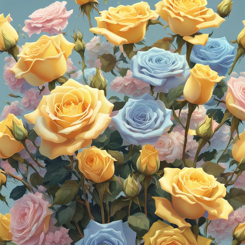 Yellow Roses Bouquet in Anime Graffiti Style