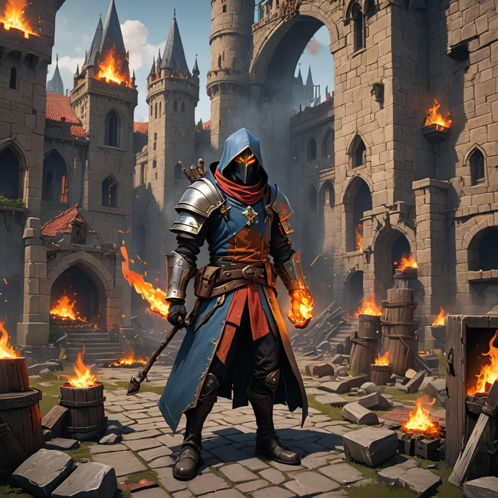 Fiery-Eyed Cleric in Castle Crashers Style