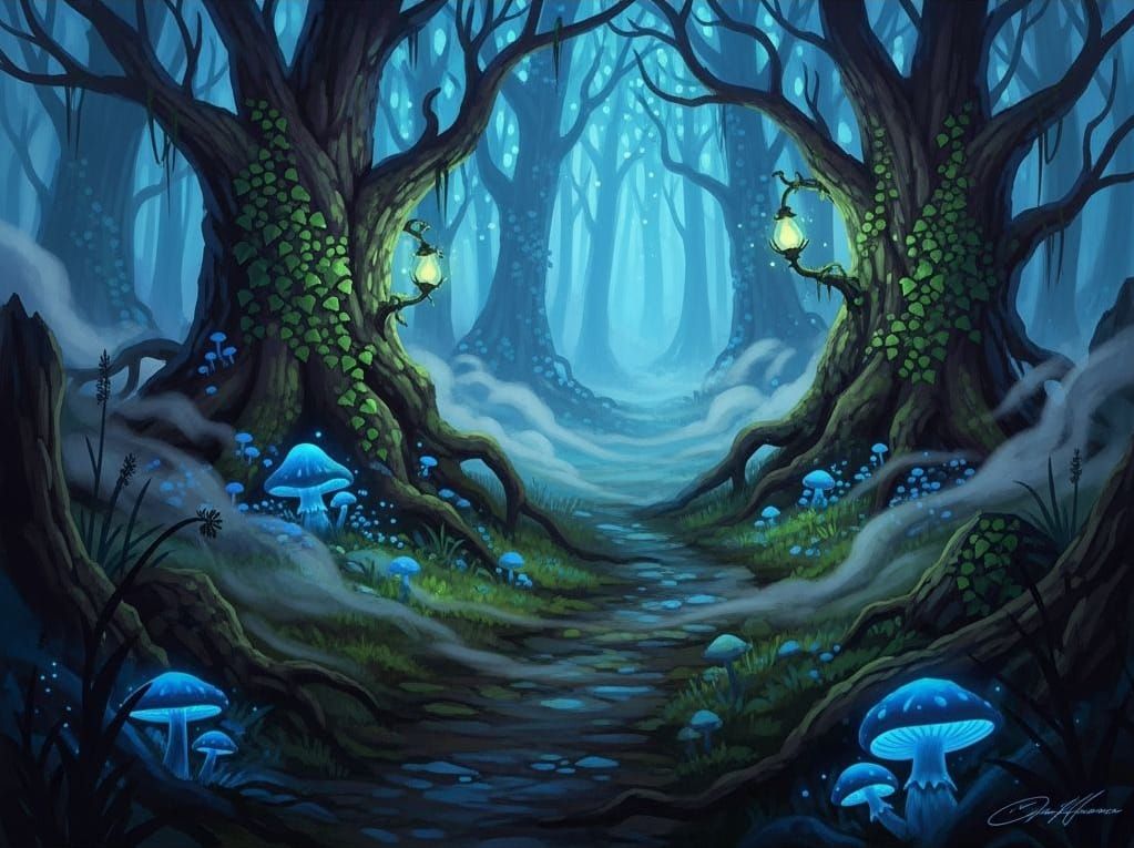 Enchanted Dark Forest Path