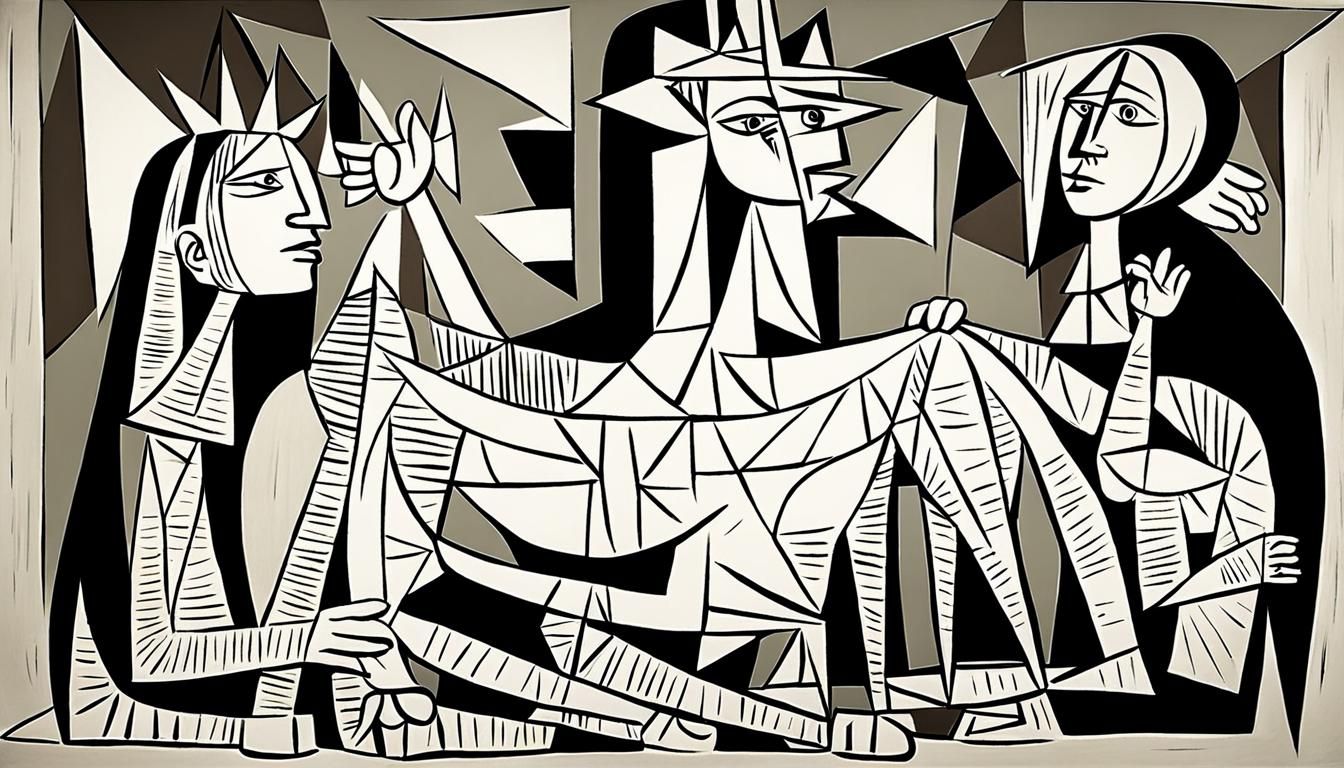 Distorted Figures in a Cubist Style