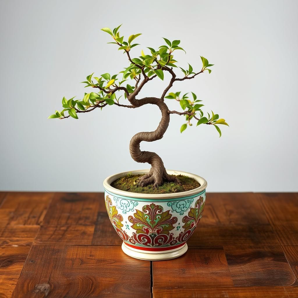 Bonsai Mango Tree in Botanical Landscape Style