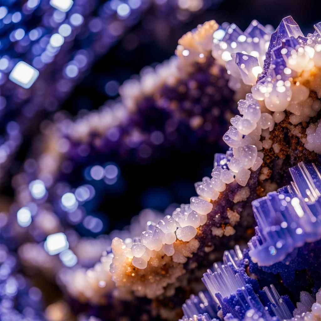 Futuristic Palace Inside Tanzanite Crystal Geode