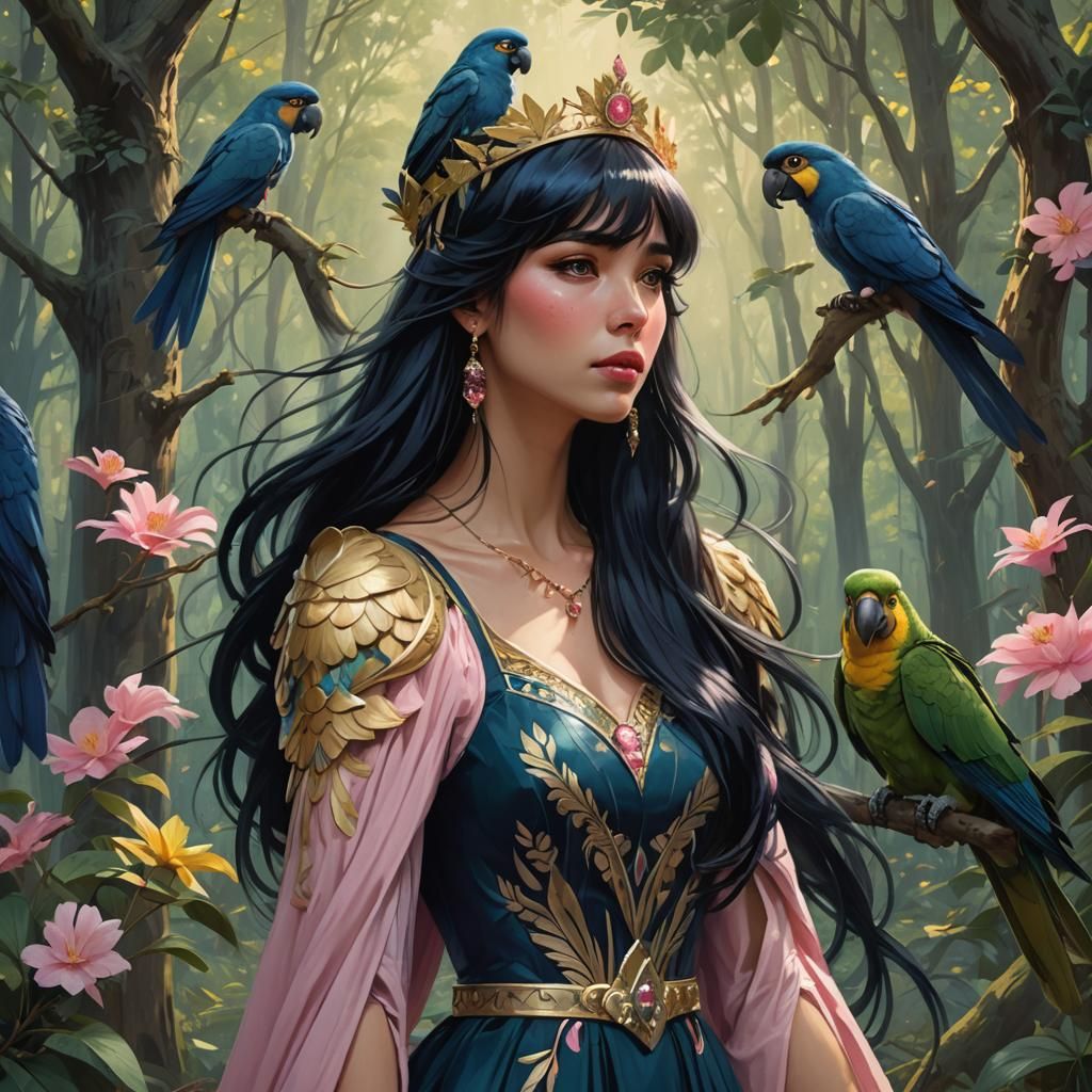 Princess in Forest: Hyperdetailed Digital Art