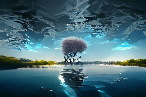 Inverted Landscape on Tranquil Waters: 8k Art