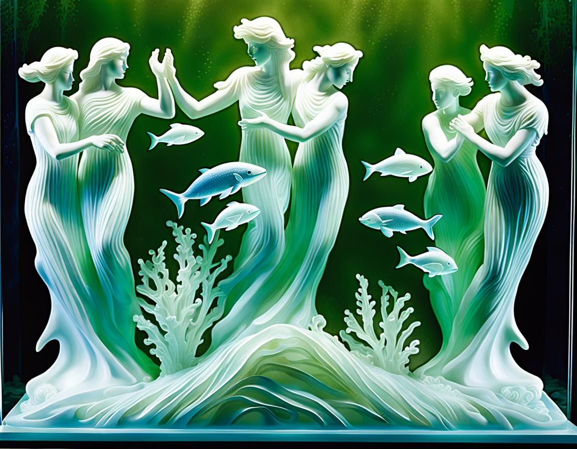 Atlantis Statues Underwater: Lalique-Inspired Marvels
