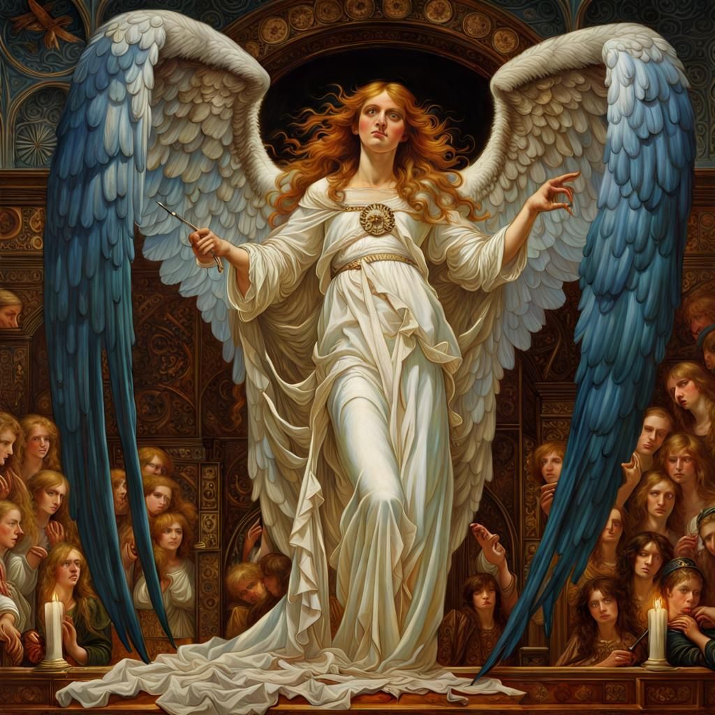 Angel of Death in Pre-Raphaelite Style