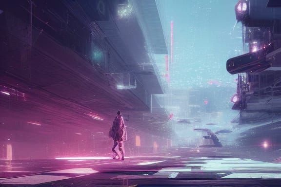 Geometric Pixel Dust Anime Art