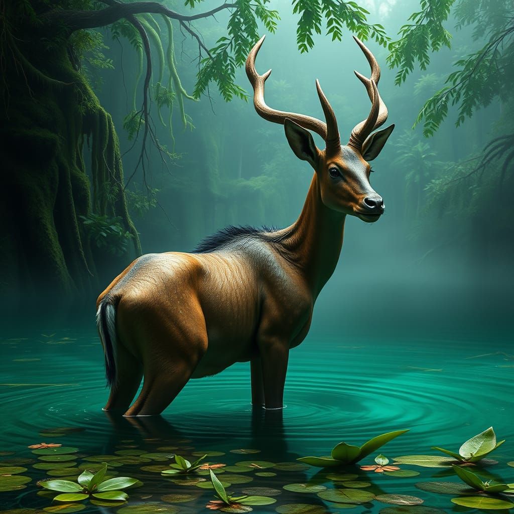 Vù Quang Antelope in Emerald Depths