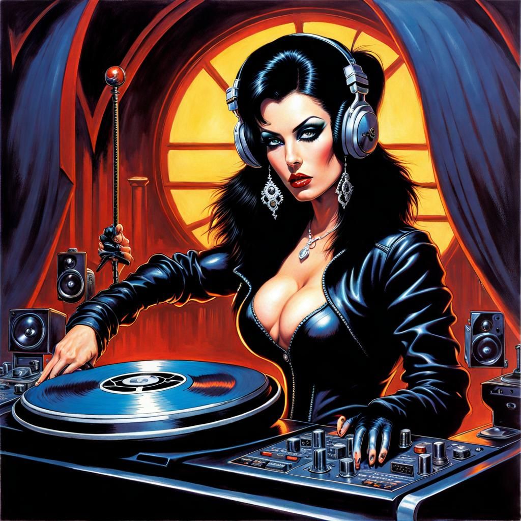 Goth Female DJ in the Style of Fantasy Art