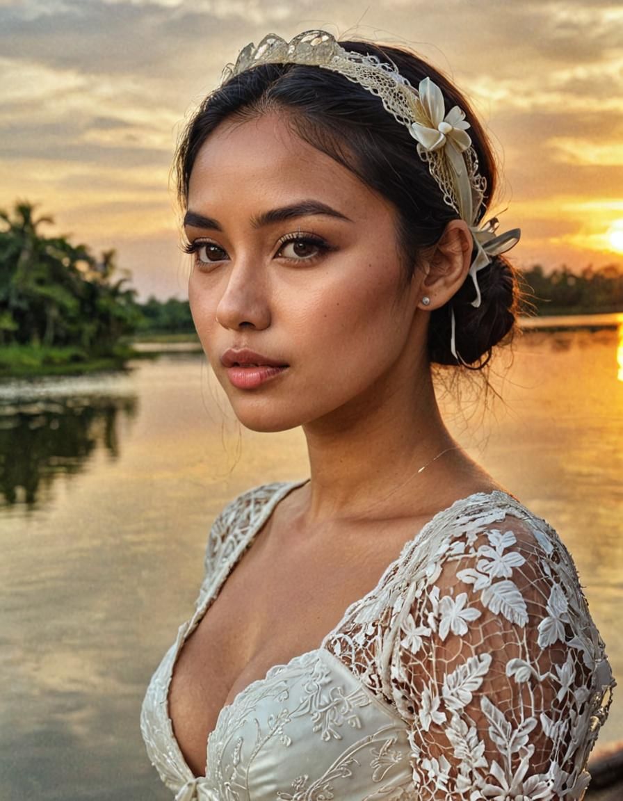 Indonesian Beauty at Tropical Lake Sunset