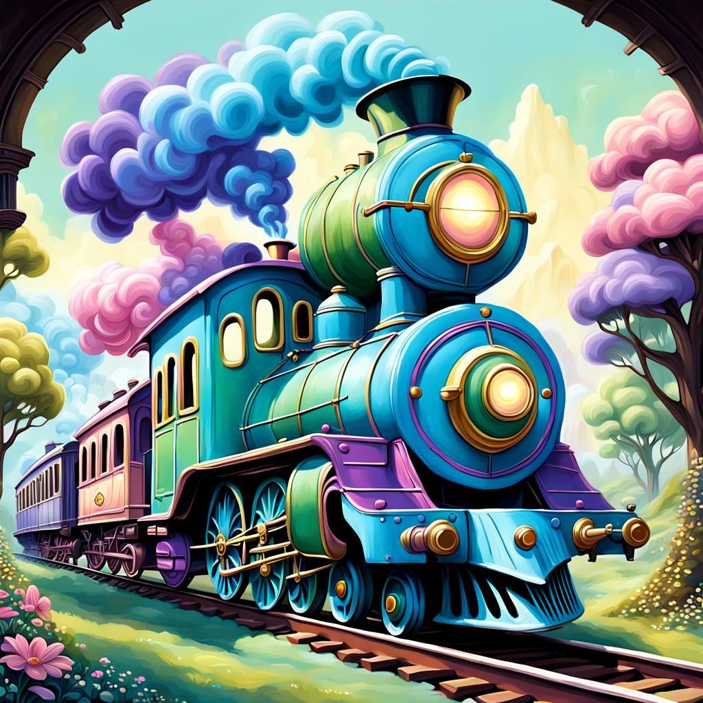 Fairy Fantasy Train in Pixar Style Illustration